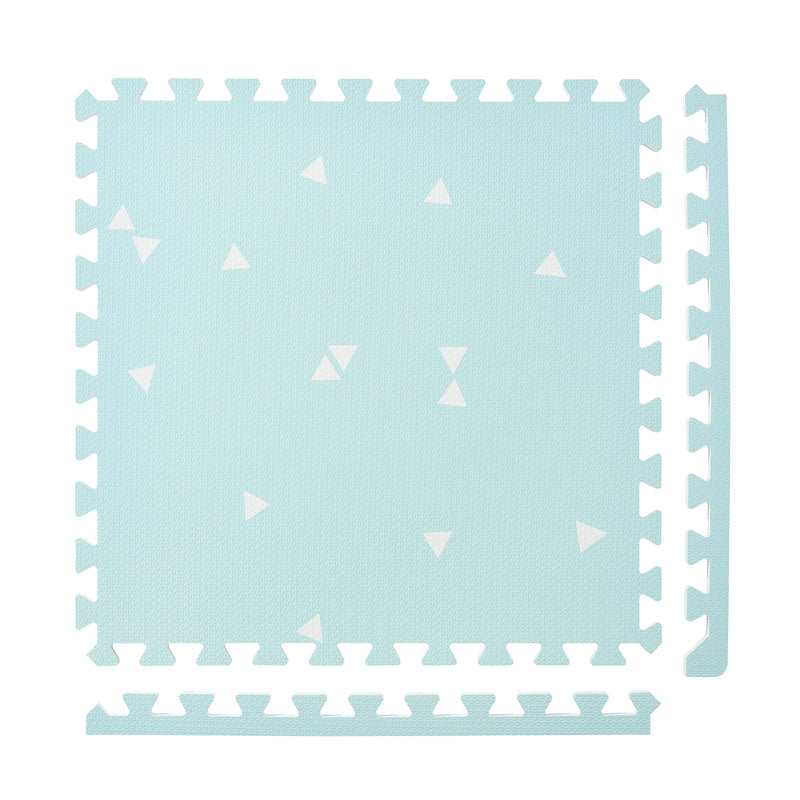 PopsyKosy Totem Triangles Blue non-toxic EVA play mat - soft blue triangle pattern interlocking tiles top view