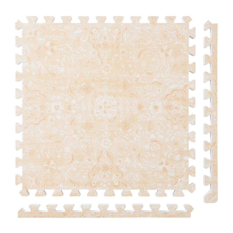 PopsyKosy Persian Garden Light Apricot non-toxic EVA play mat - light apricot Persian garden pattern interlocking tiles top view