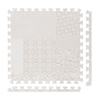 PopsyKosy Totem Beige non-toxic EVA play mat - beige totem pattern interlocking tiles top view