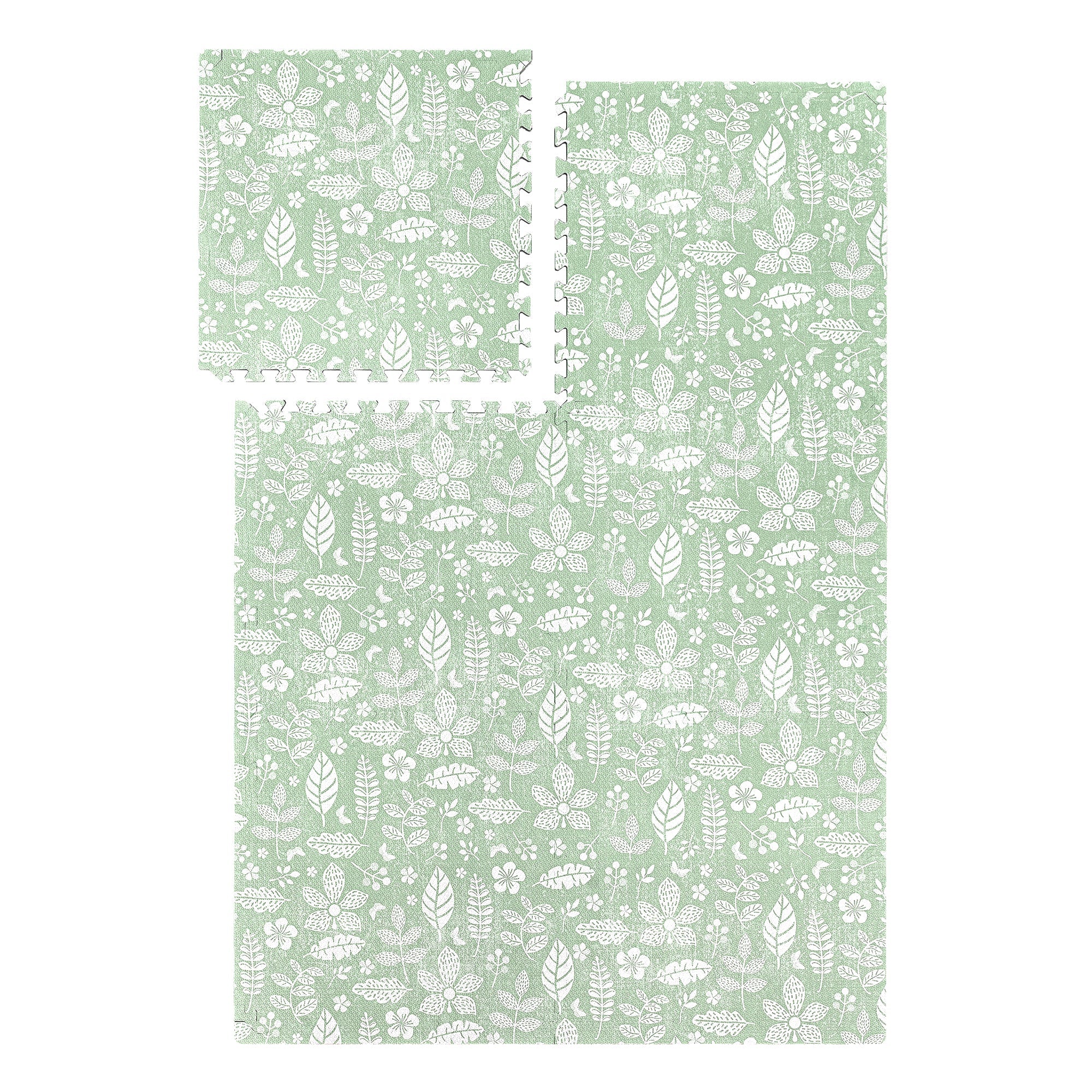PopsyKosy Tranquil Flower Olive Green EVA play mat dual-side reversible pattern display