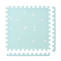 PopsyKosy Totem Triangles Blue non-toxic EVA play mat - soft blue triangle pattern interlocking tiles top view