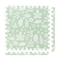 PopsyKosy Tranquil Flower Olive Green non-toxic EVA play mat - olive green floral pattern interlocking tiles top view