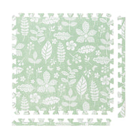 PopsyKosy Tranquil Flower Olive Green non-toxic EVA play mat - olive green floral pattern interlocking tiles top view