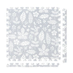 PopsyKosy Tranquil Flower Gray non-toxic EVA play mat - gray floral pattern interlocking tiles top view
