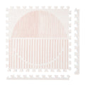 PopsyKosy Boho Cream Pink non-toxic EVA play mat - cream and blush pink boho woven-texture interlocking tiles top view