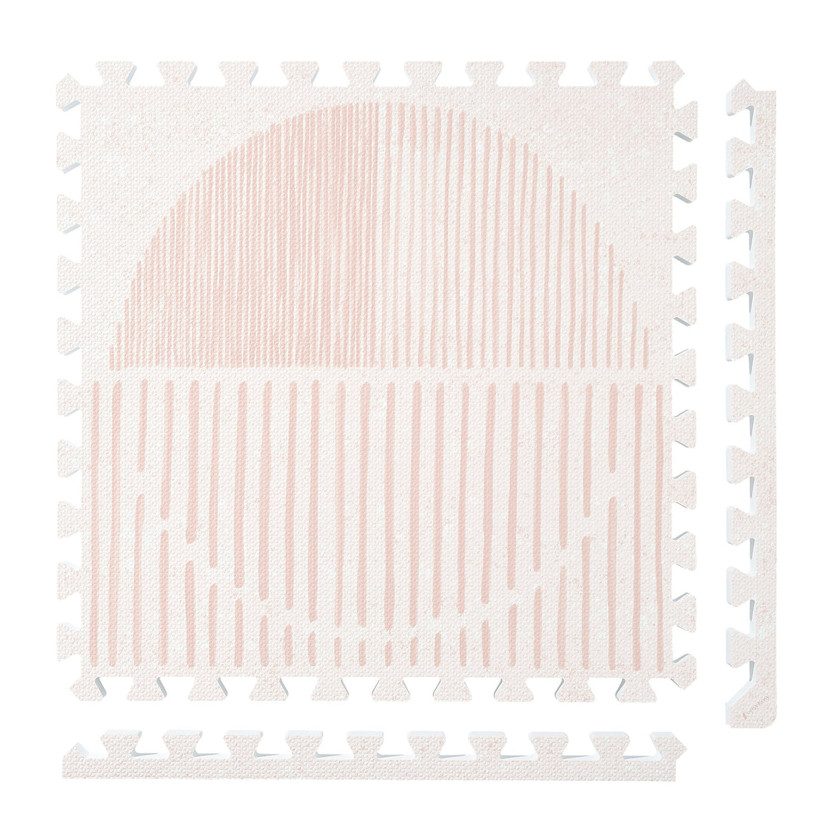 PopsyKosy Boho Cream Pink non-toxic EVA play mat - cream and blush pink boho woven-texture interlocking tiles top view