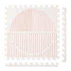 PopsyKosy Boho Cream Pink non-toxic EVA play mat - cream and blush pink boho woven-texture interlocking tiles top view