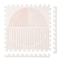 PopsyKosy Boho Cream Pink non-toxic EVA play mat - cream and blush pink boho woven-texture interlocking tiles top view