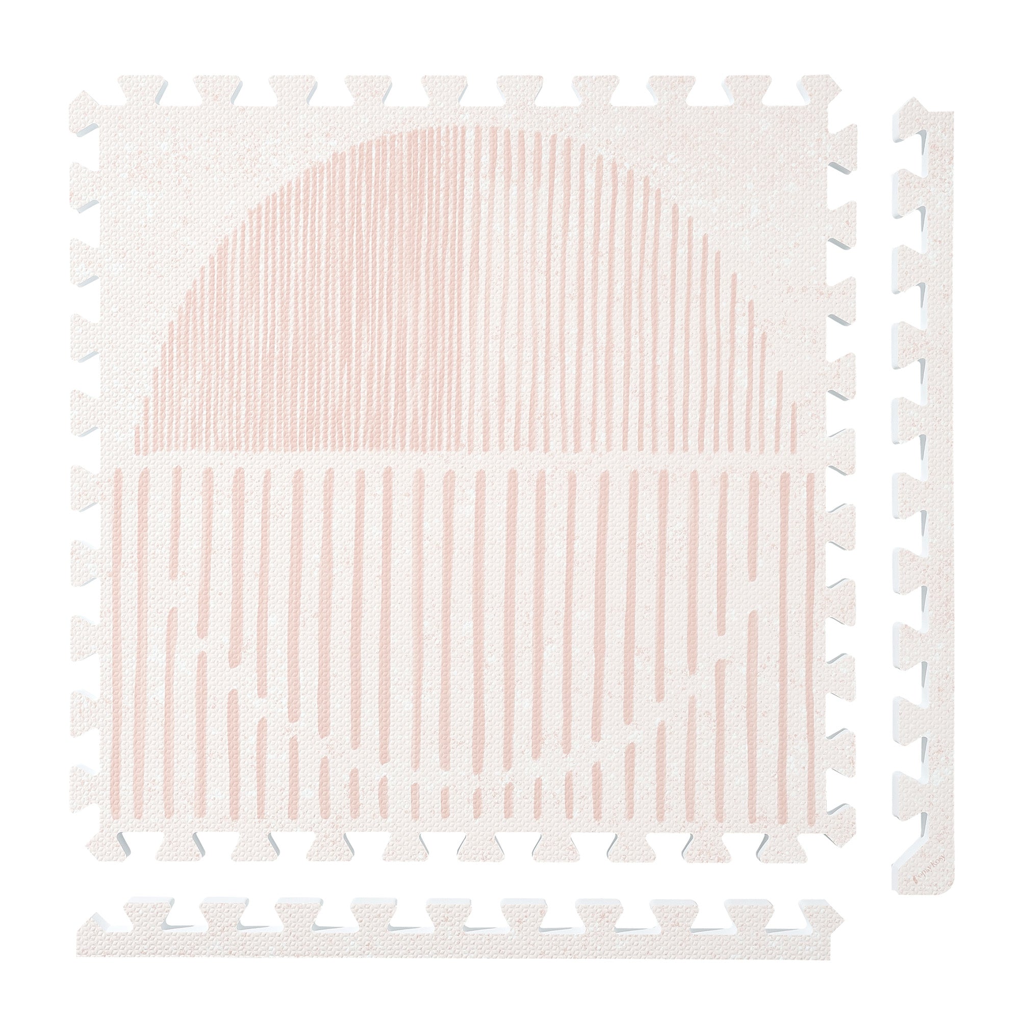 PopsyKosy Boho Cream Pink non-toxic EVA play mat - cream and blush pink boho woven-texture interlocking tiles top view