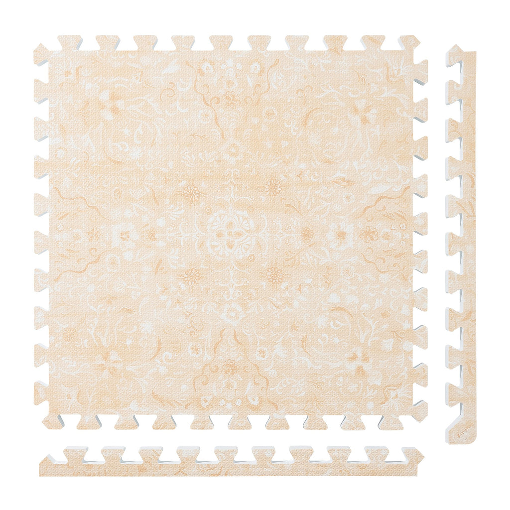 PopsyKosy Persian Garden Light Apricot non-toxic EVA play mat - light apricot Persian garden pattern interlocking tiles top view
