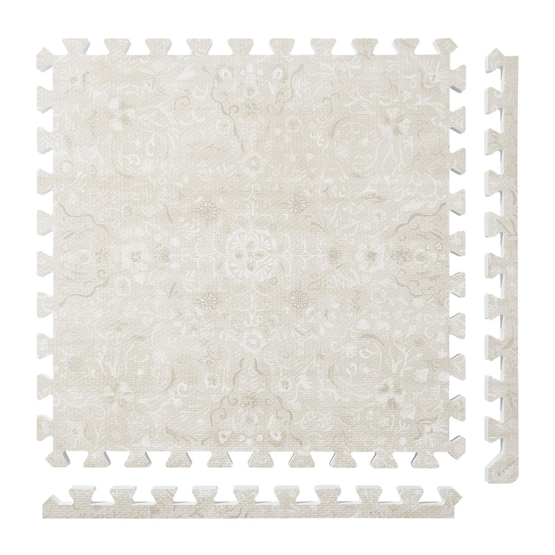 PopsyKosy Persian Garden Pearl Beige non-toxic EVA play mat - pearl beige Persian garden pattern interlocking tiles top view