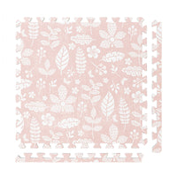 PopsyKosy Tranquil Flower Baby Coral non-toxic EVA play mat - coral pink floral pattern interlocking tiles top view