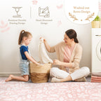 Close-up of floral pattern texture on PopsyKosy Tranquil Flower Baby Coral anti-slip play mat surface