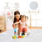 Close-up of totem pattern texture on PopsyKosy Gray anti-slip play mat surface