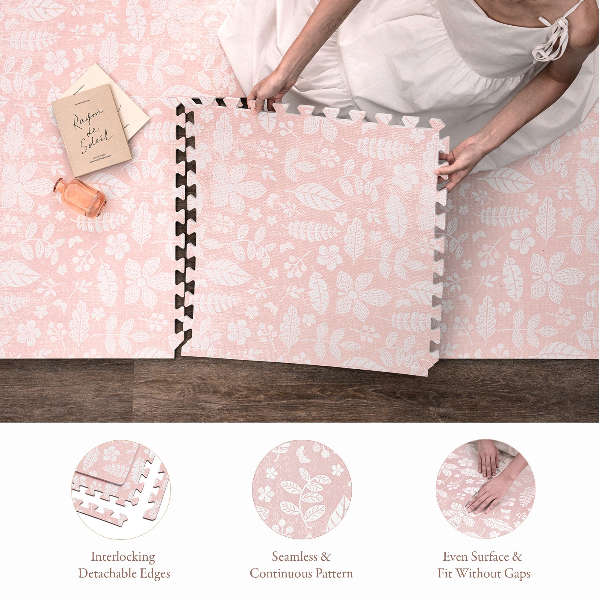 PopsyKosy Tranquil Flower Baby Coral complete set with puzzle-tooth edges and storage bag