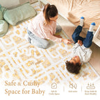 Toddler crawling on PopsyKosy Little Builders Warm Beige anti-slip foam play mat