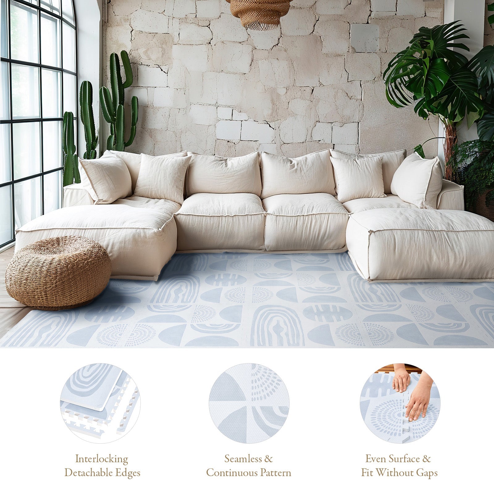 PopsyKosy Boulder Glacier Grey complete set with storage bag border pieces and interlocking tiles