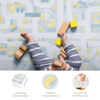PopsyKosy Little Builders Pastel Blue Gray complete set with storage bag border pieces and interlocking tiles