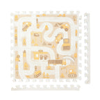 PopsyKosy Little Builders Warm Beige non-toxic EVA play mat - warm beige building block interlocking tiles top view