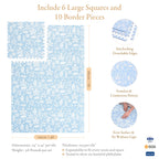 Toddler crawling on PopsyKosy Tranquil Flower Ocean Blue anti-slip foam play mat