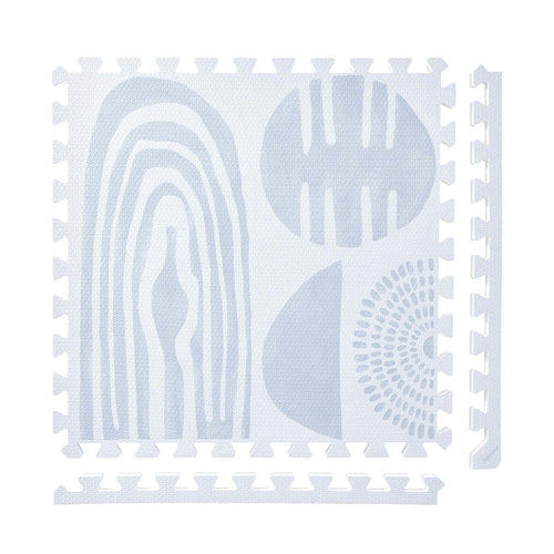 PopsyKosy Boulder Glacier Grey non-toxic EVA play mat cool grey stone-texture interlocking tiles top view