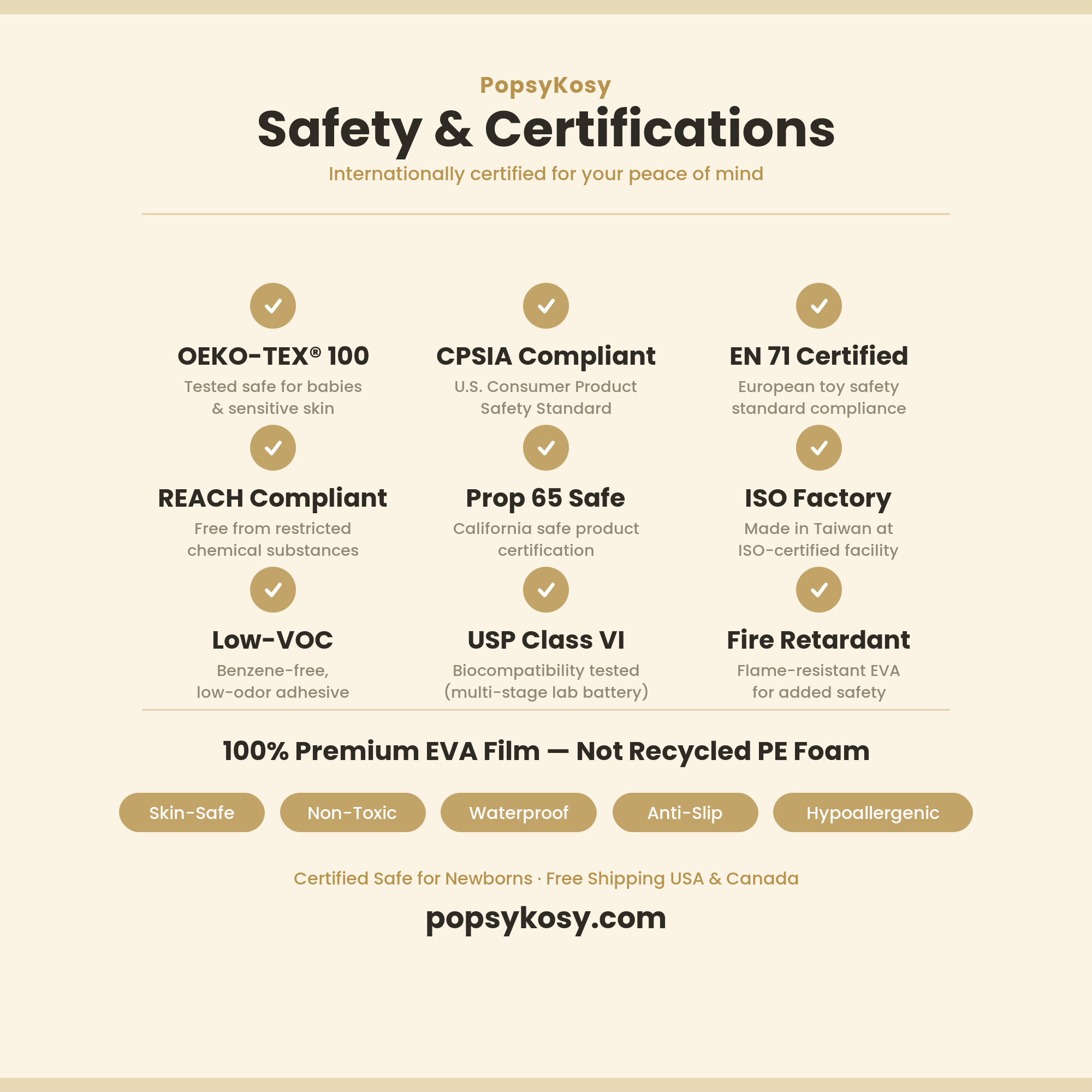 PopsyKosy safety and certifications infographic