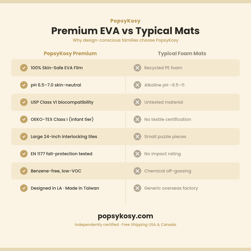 PopsyKosy premium EVA vs typical foam mat comparison